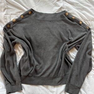 June & Hudson Charcoal Button-Shoulder Sweater